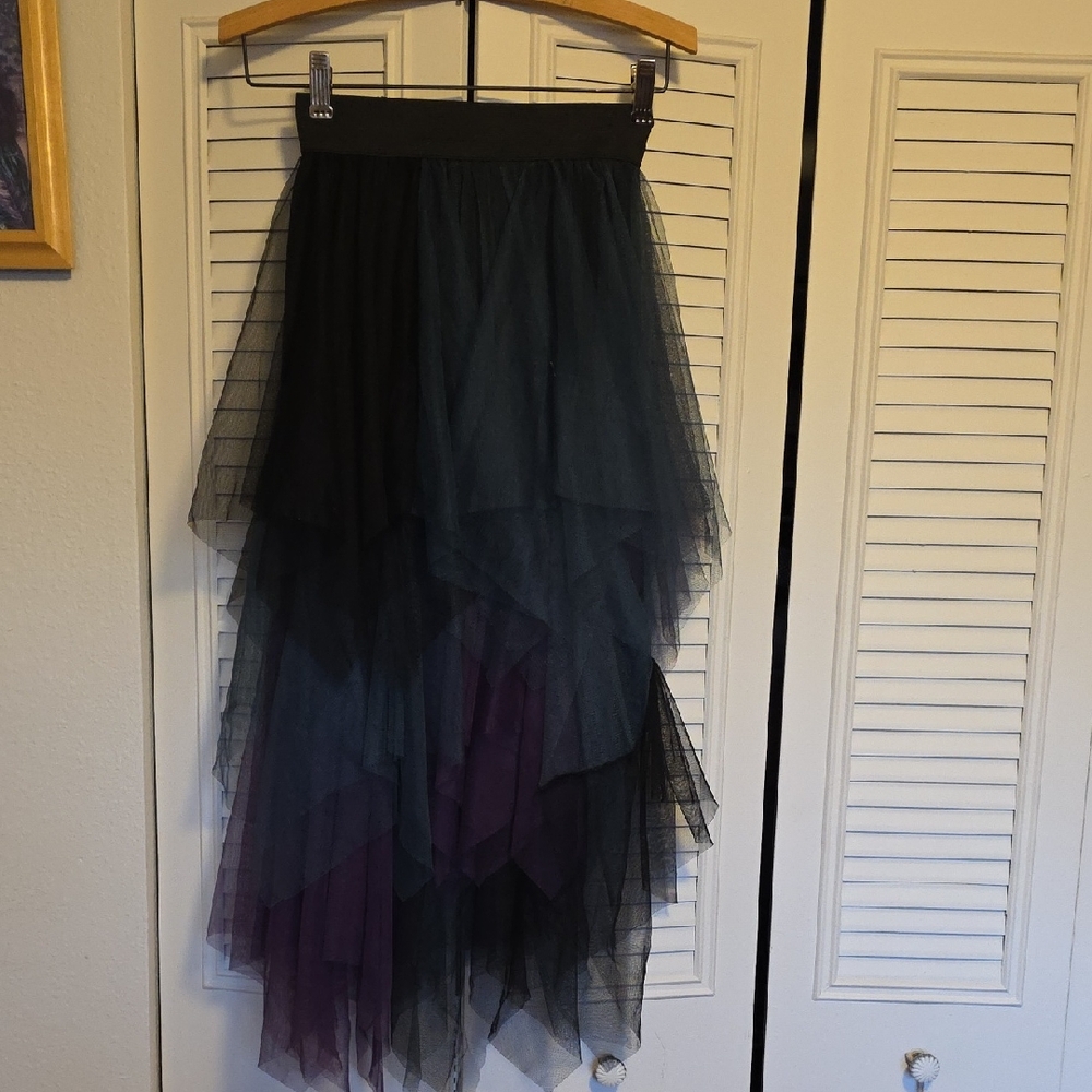 Elegant Black and Purple Layered Skirt